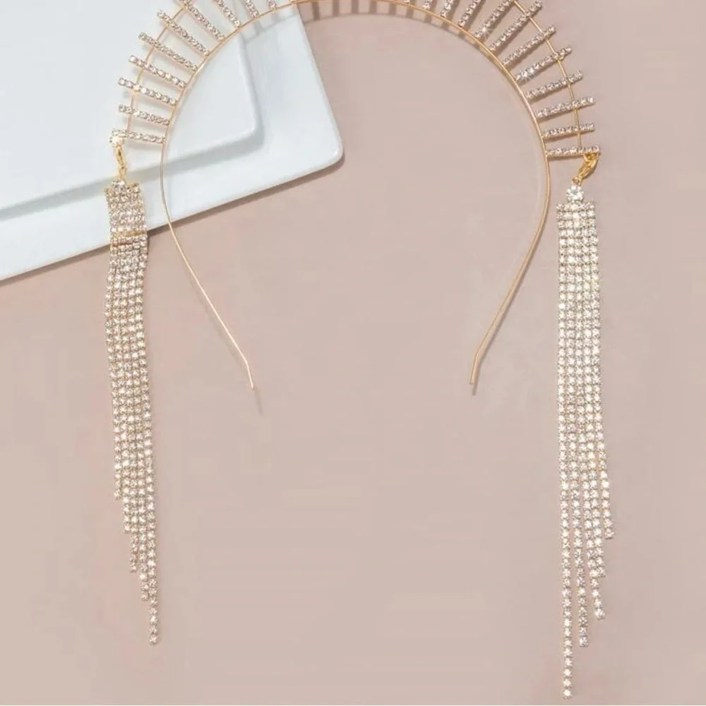 👑 Rhinestone Goddess Headband - Elevate Your Royalty, Gold, Headpiece, NIP
